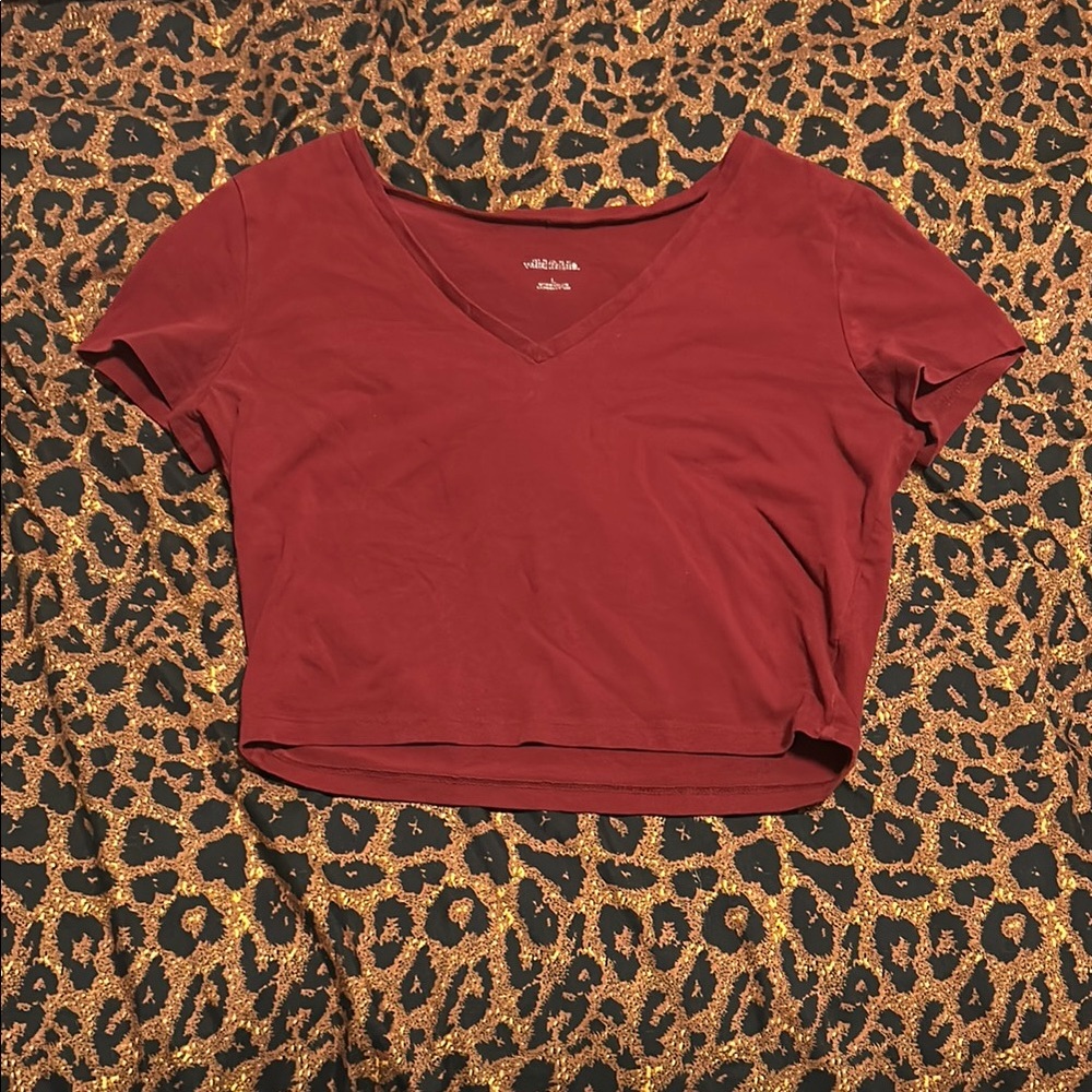 Red V-Neck Crop Top